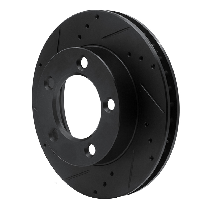 Picture of R1 76-93 Ford F-150 4WD Front Left Drilled & Slotted Black Brake Rotor