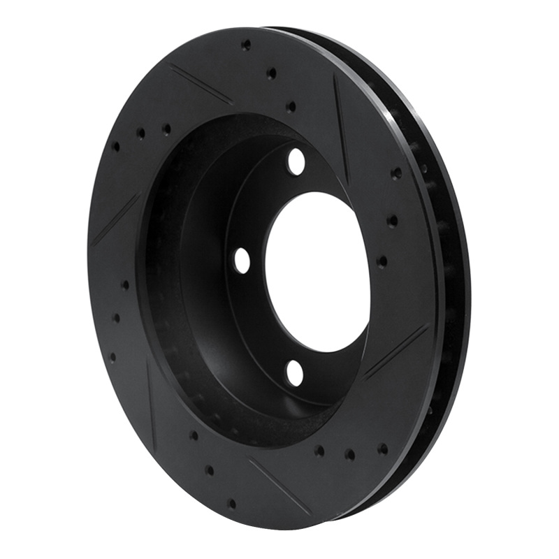 Picture of R1 76-93 Ford F-150 4WD Front Left Drilled & Slotted Black Brake Rotor