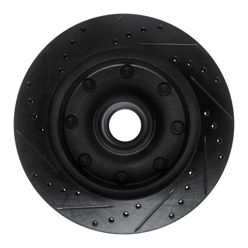 Picture of R1 86-94 Ford E-250 Econoline Club Wagon Front Right Drilled & Slotted Black Brake Rotor