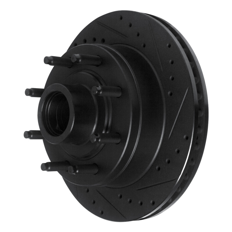 Picture of R1 86-94 Ford E-250 Econoline Club Wagon Front Right Drilled & Slotted Black Brake Rotor
