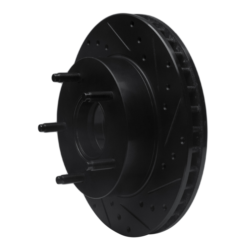Picture of R1 86-88 Ford Bronco Front Right Drilled & Slotted Black Brake Rotor