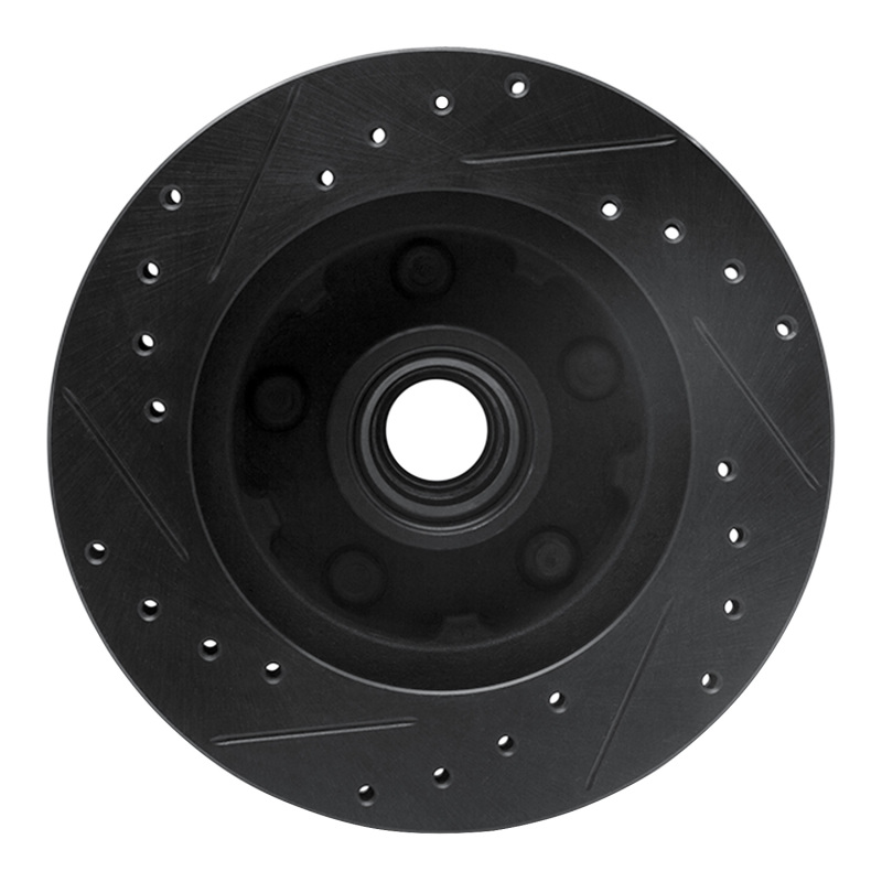 Picture of R1 86-92 Ford Bronco II Front Right Drilled & Slotted Black Brake Rotor