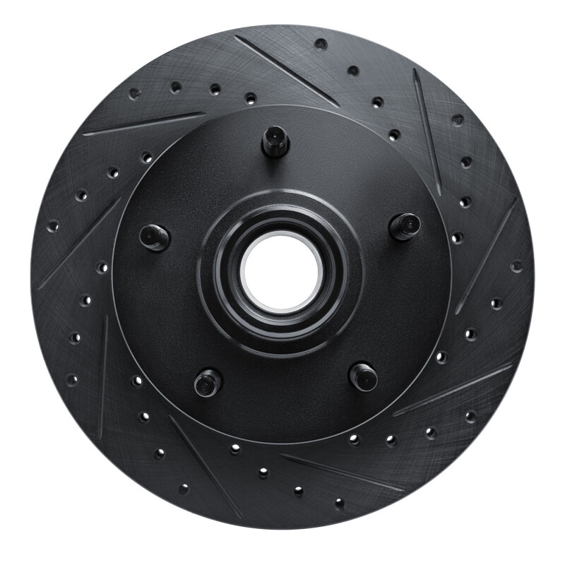 Picture of R1 94-01 Ford E-150 Econoline Front Right Drilled & Slotted Black Brake Rotor