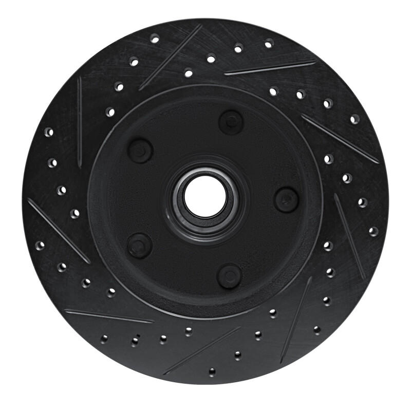 Picture of R1 94-01 Ford E-150 Econoline Front Right Drilled & Slotted Black Brake Rotor