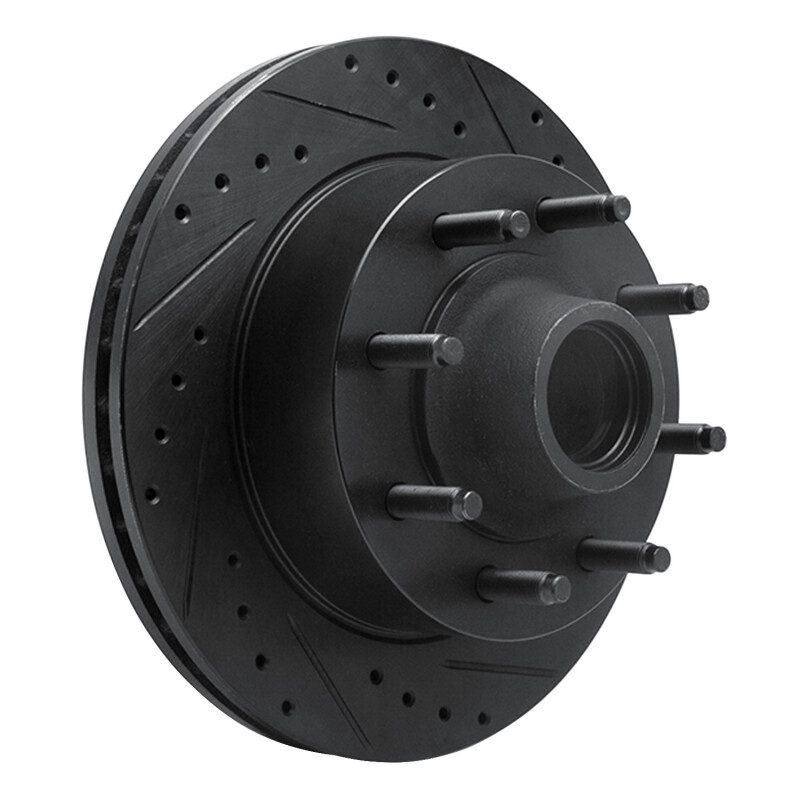 Picture of R1 95-04 Ford E-350 Econoline Front Right Drilled & Slotted Black Brake Rotor