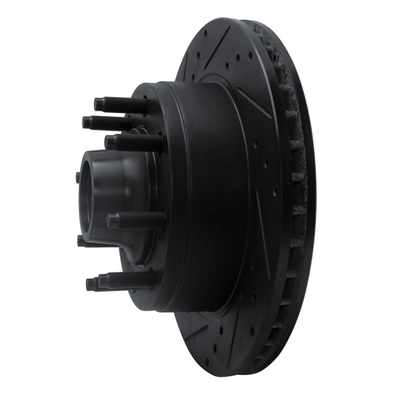 Picture of R1 95-07 Ford E-350 Econoline Club Wagon Front Left Drilled & Slotted Black Brake Rotor