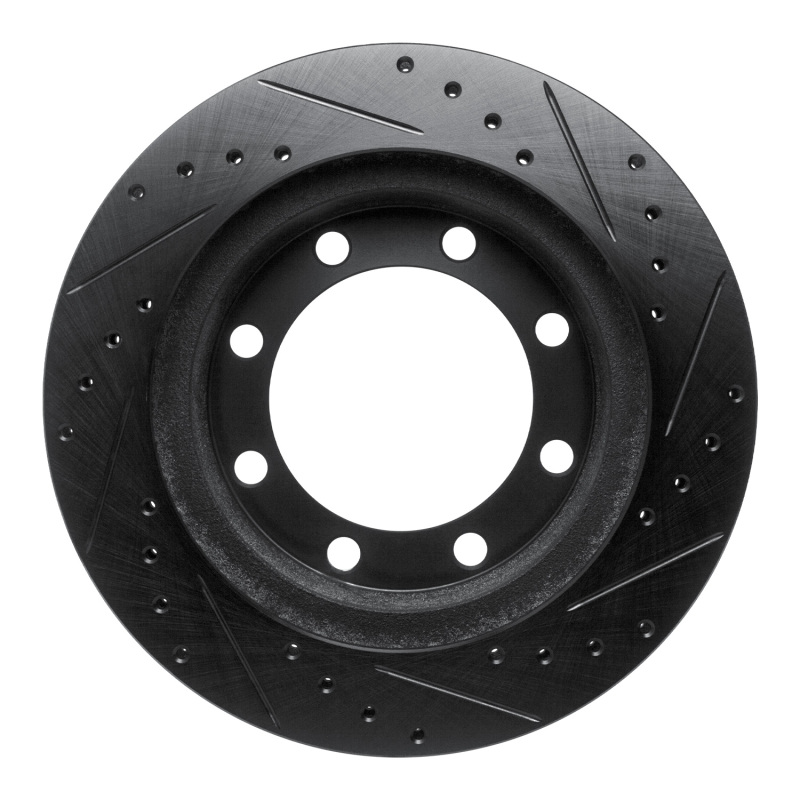 Picture of R1 95-99 Ford F-250 4WD (Excl Super Duty) Front Left Drilled & Slotted Black Brake Rotor