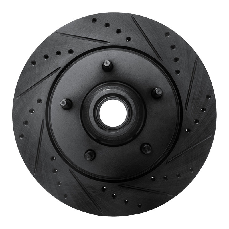 Picture of R1 97-99 Ford F-150 RWD Front Right Drilled & Slotted Black Brake Rotor