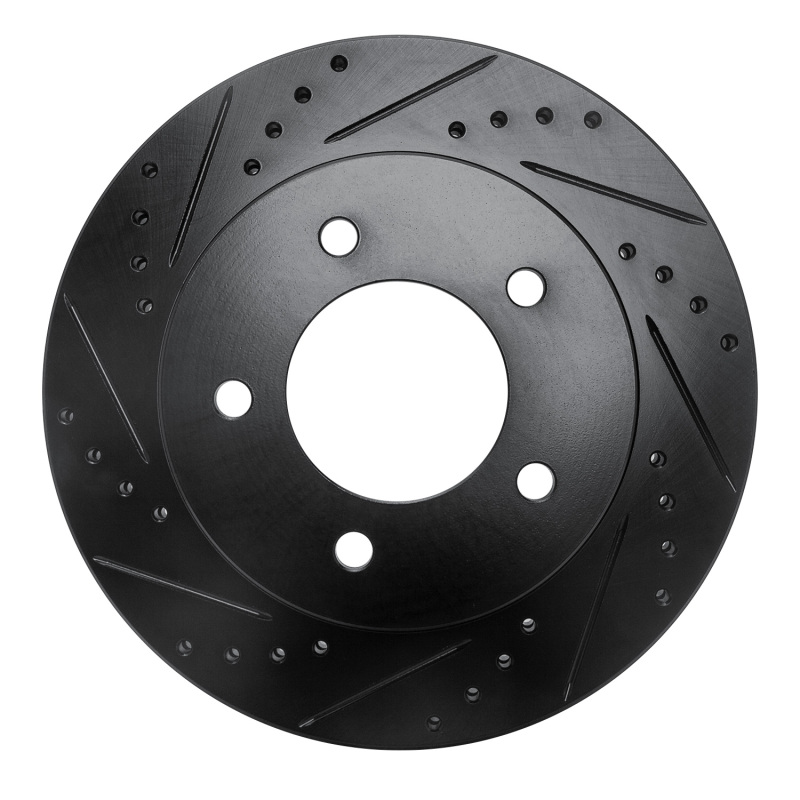 Picture of R1 97-04 Ford F-150 4WD Front Left Drilled & Slotted Black Brake Rotor