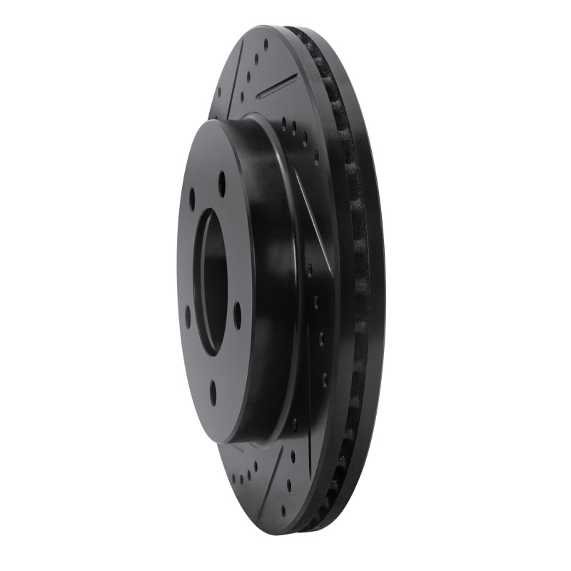 Picture of R1 97-04 Ford F-150 4WD Front Left Drilled & Slotted Black Brake Rotor