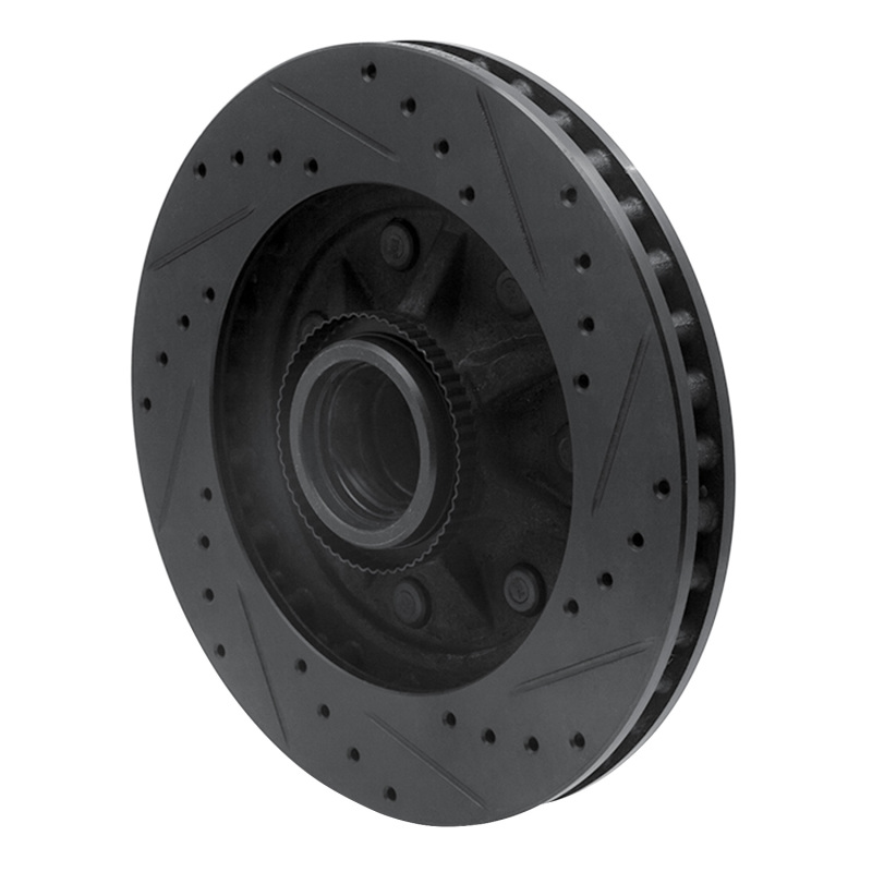 Picture of R1 97-04 Ford F-250 2WD (Excl Super Duty) Front Left Drilled & Slotted Black Brake Rotor