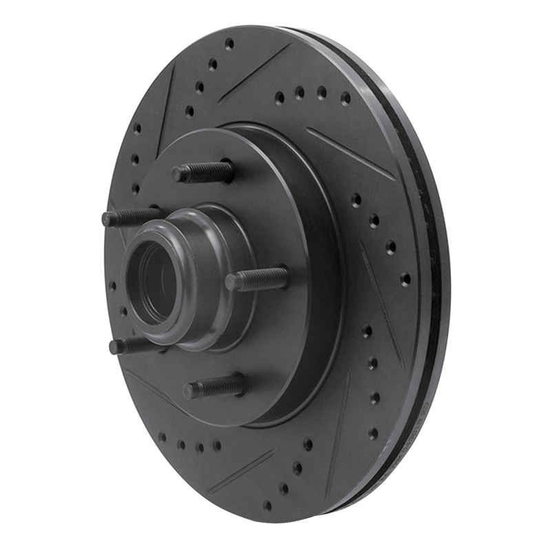 Picture of R1 97-99 Ford F-150 RWD Front Left Drilled & Slotted Black Brake Rotor