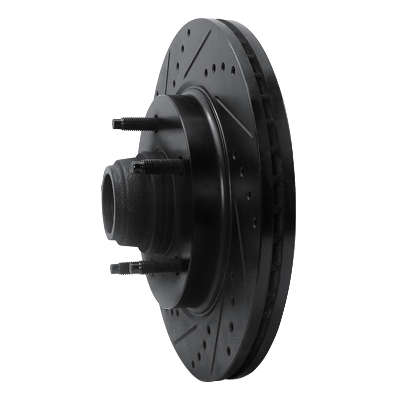 Picture of R1 97-99 Ford F-150 RWD Front Left Drilled & Slotted Black Brake Rotor
