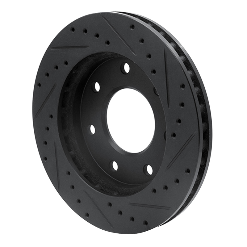 Picture of R1 97-04 Ford F-250 4WD (Excl Super Duty) Front Left Drilled & Slotted Black Brake Rotor