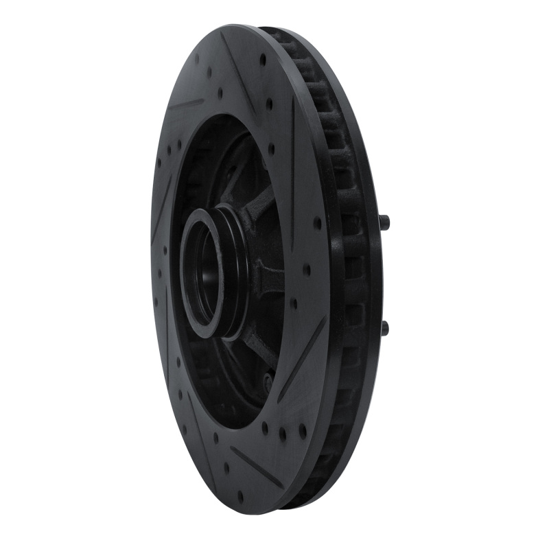 Picture of R1 97-02 Ford F-250 2WD (Excl Super Duty) Front Left Drilled & Slotted Black Brake Rotor