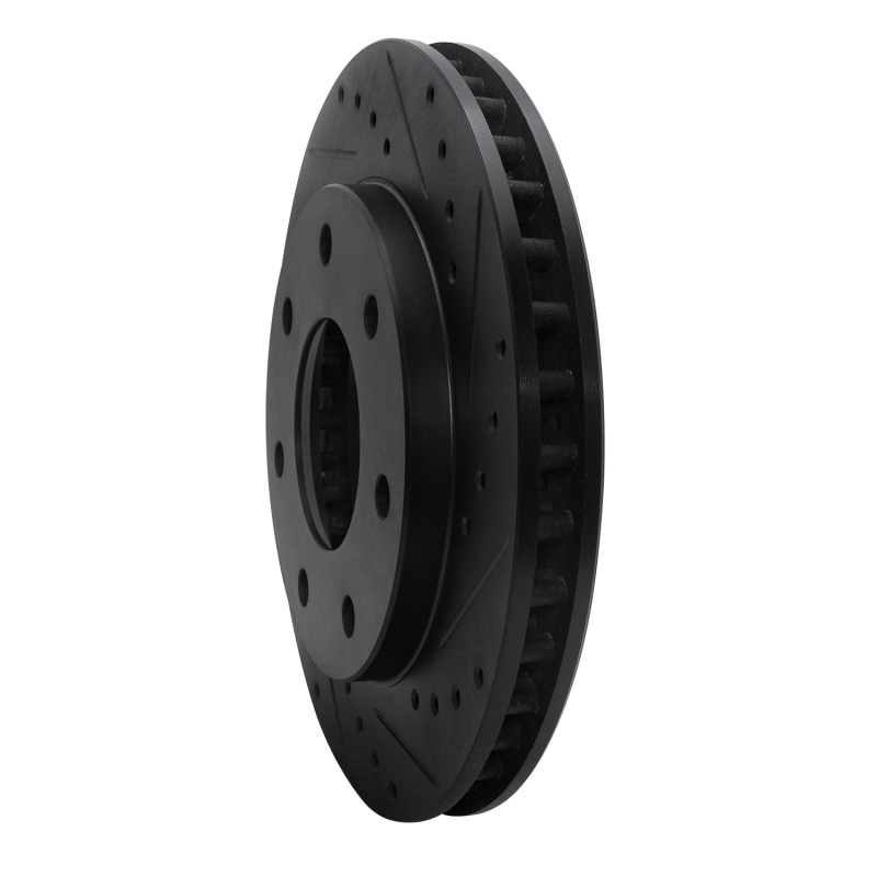 Picture of R1 97-04 Ford F-150 4WD Front Right Drilled & Slotted Black Brake Rotor