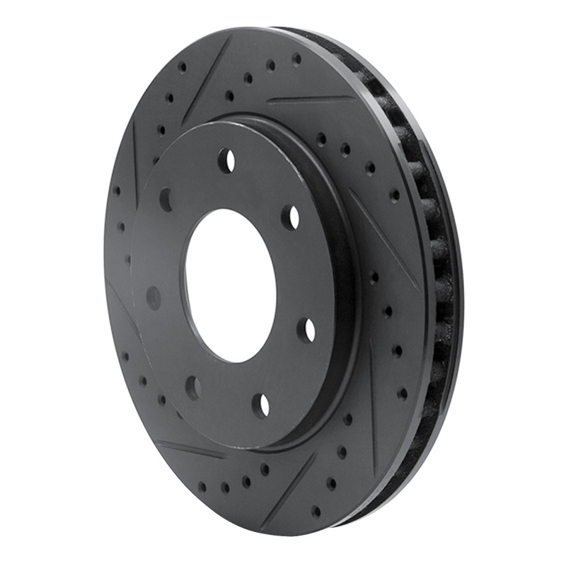 Picture of R1 97-04 Ford F-250 4WD (Excl Super Duty) Front Left Drilled & Slotted Black Brake Rotor