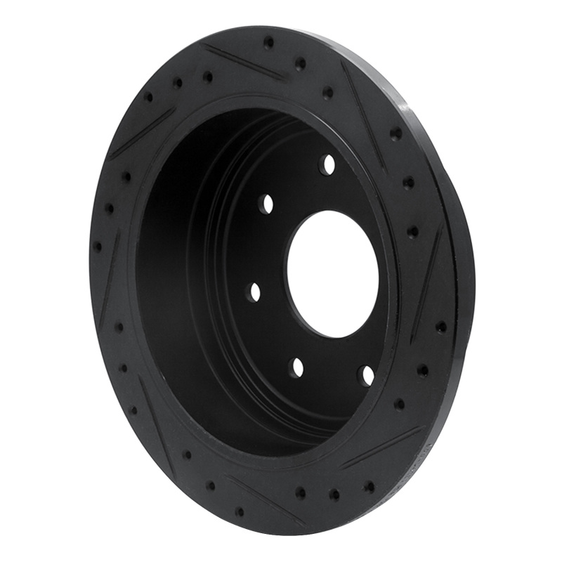 Picture of R1 97-04 Ford F-150 4WD Rear Left Drilled & Slotted Black Brake Rotor