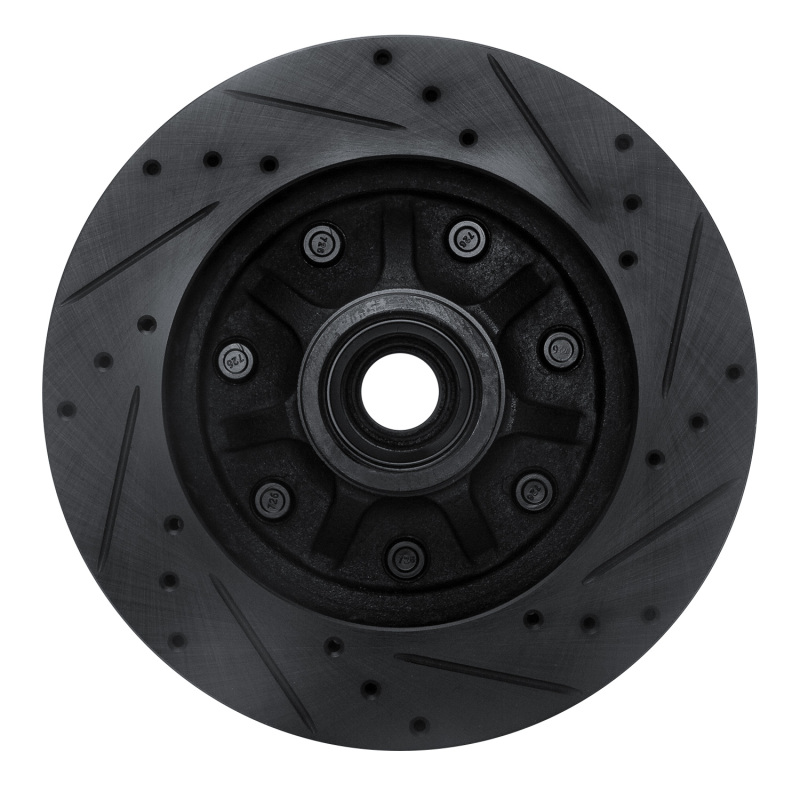 Picture of R1 97-02 Ford F-250 2WD (Excl Super Duty) Front Left Drilled & Slotted Black Brake Rotor