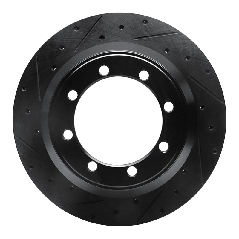 Picture of R1 99-04 Ford F-350 Super Duty 2WD Rear Left Drilled & Slotted Black Brake Rotor