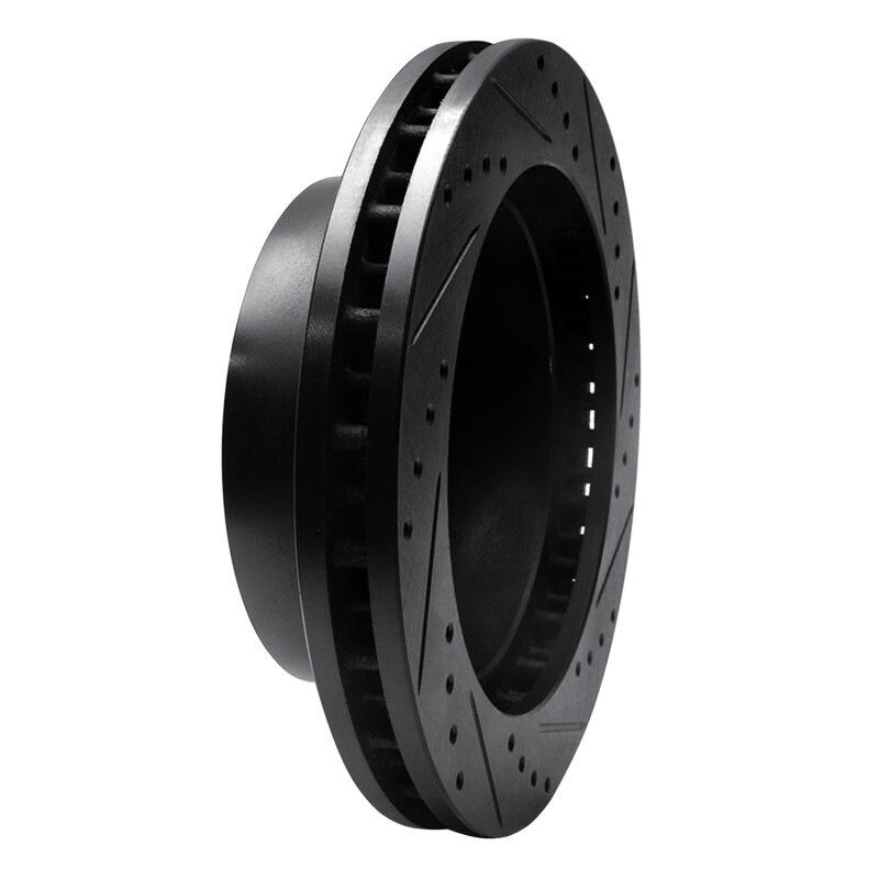 Picture of R1 99-99 Ford F-250 4WD (Super Duty) Front Left Drilled & Slotted Black Brake Rotor