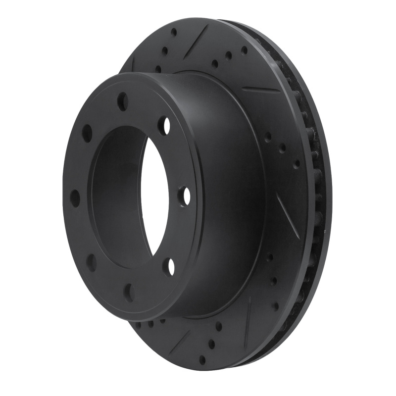 Picture of R1 99-05 Ford F-250 2WD (Super Duty) Rear Left Drilled & Slotted Black Brake Rotor