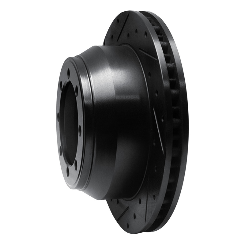 Picture of R1 99-04 Ford F-350 Super Duty 2WD Rear Left Drilled & Slotted Black Brake Rotor