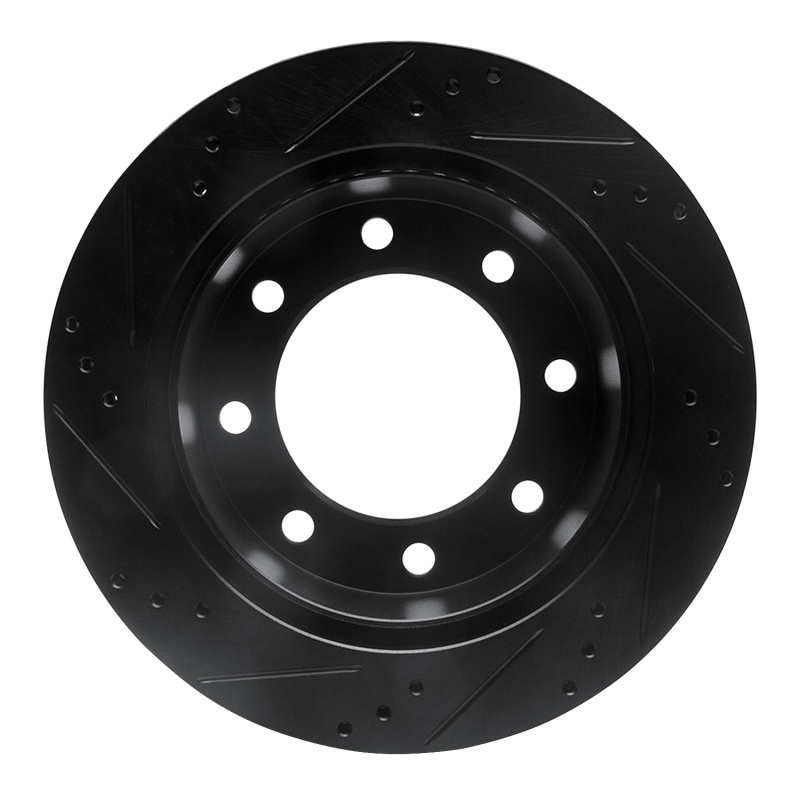 Picture of R1 99-05 Ford F-350 Super Duty 2WD Rear Right Drilled & Slotted Black Brake Rotor