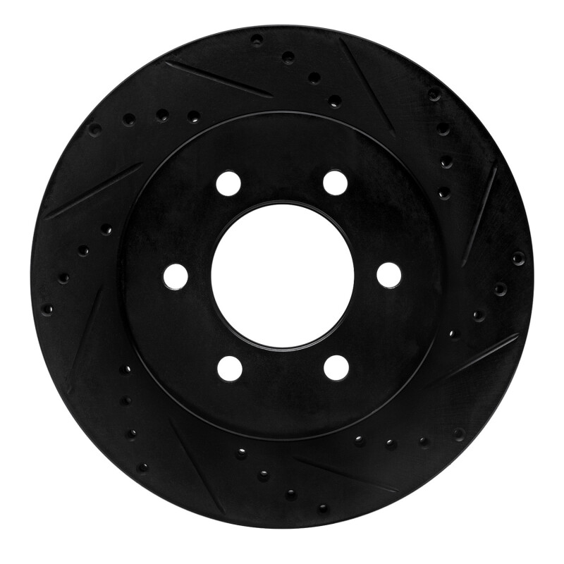 Picture of R1 99-07 Ford E-350 Econoline Club Wagon Rear Right Drilled & Slotted Black Brake Rotor