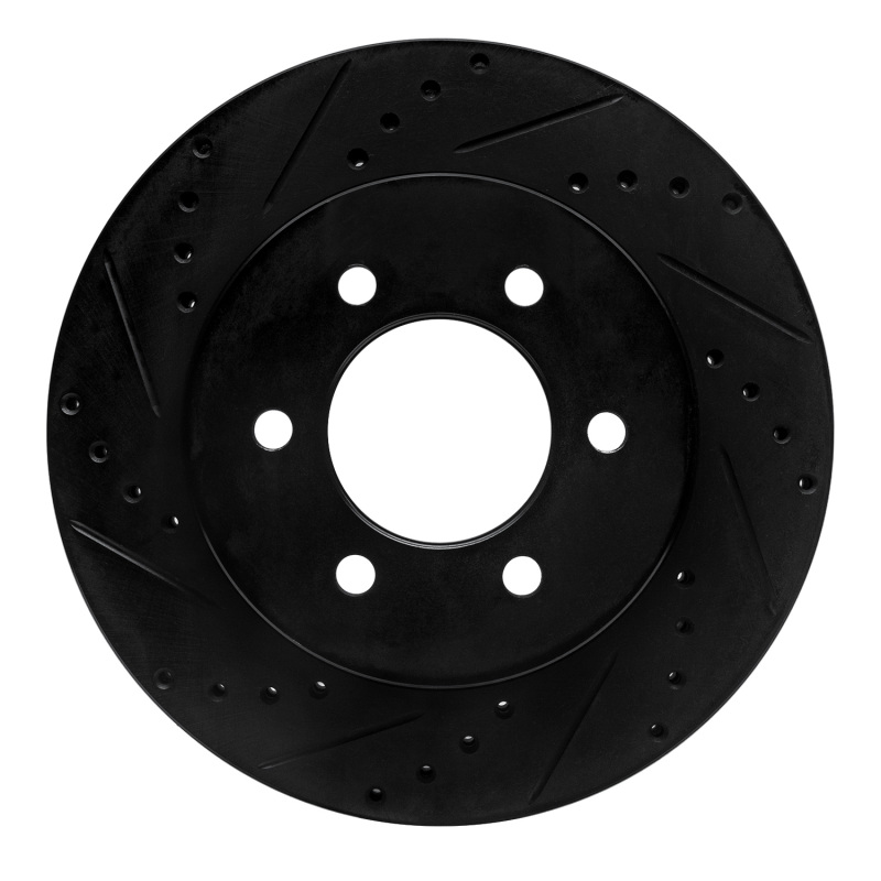 Picture of R1 99-07 Ford E-350 Econoline Club Wagon Rear Left Drilled & Slotted Black Brake Rotor