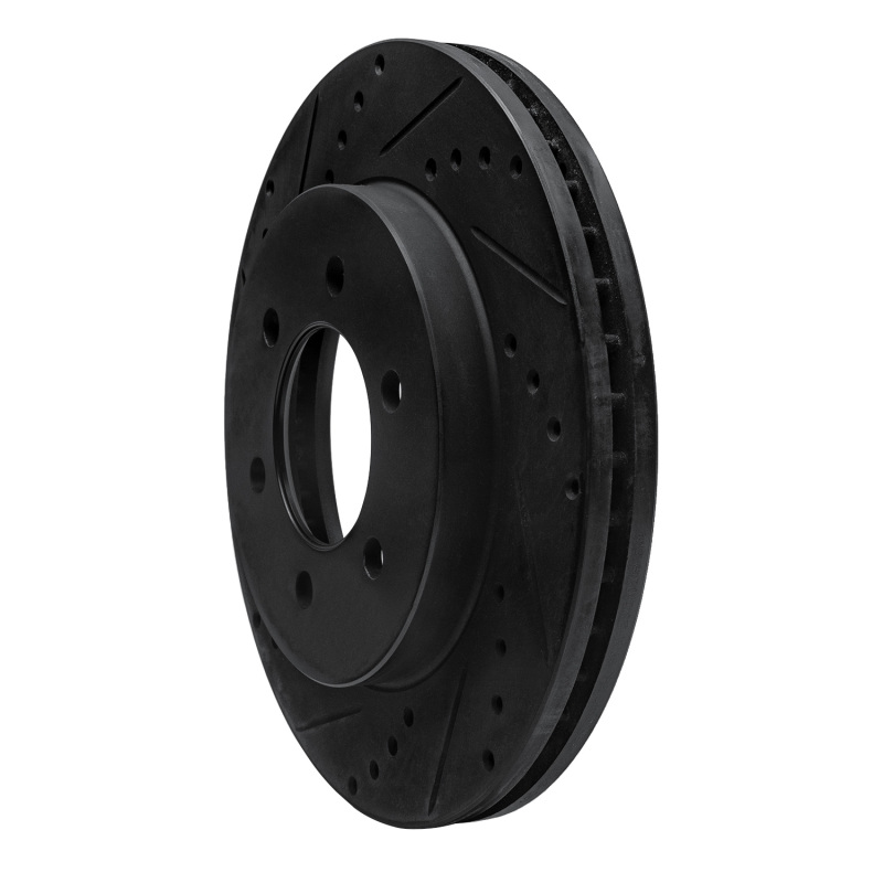 Picture of R1 99-07 Ford E-350 Econoline Club Wagon Rear Left Drilled & Slotted Black Brake Rotor