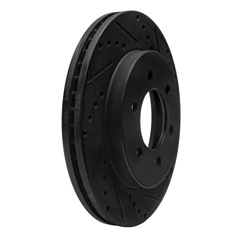 Picture of R1 99-07 Ford E-350 Econoline Club Wagon Rear Right Drilled & Slotted Black Brake Rotor