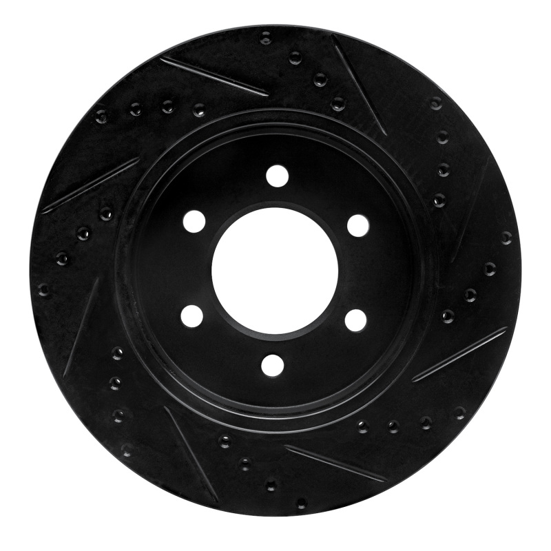 Picture of R1 99-07 Ford E-350 Econoline Club Wagon Rear Left Drilled & Slotted Black Brake Rotor