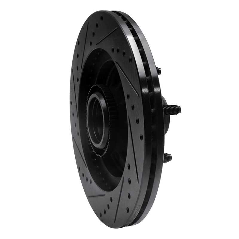 Picture of R1 00-04 Ford F-150 RWD Front Right Drilled & Slotted Black Brake Rotor