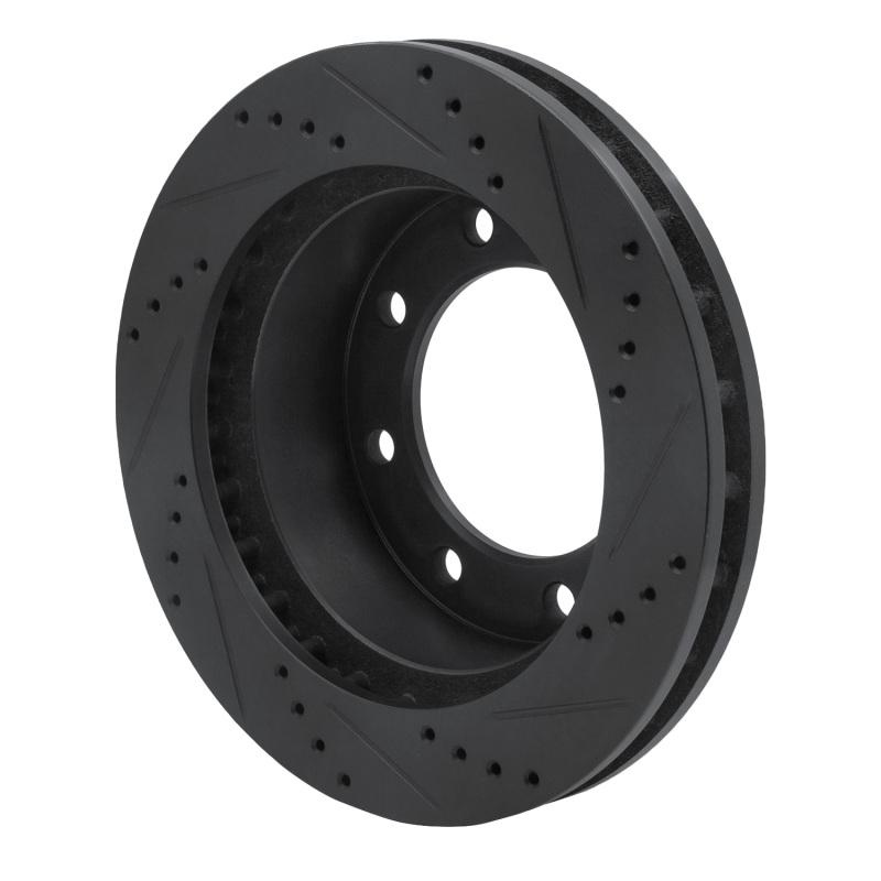 Picture of R1 99-05 Ford F-250 4WD (Super Duty) Front Left Drilled & Slotted Black Brake Rotor