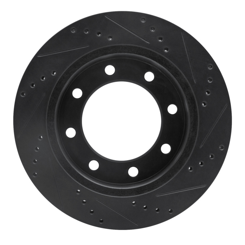 Picture of R1 99-05 Ford F-250 4WD (Super Duty) Front Left Drilled & Slotted Black Brake Rotor