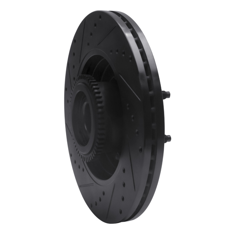Picture of R1 04-08 Ford F-150 RWD Front Right Drilled & Slotted Black Brake Rotor