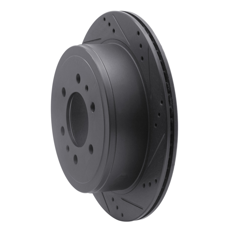 Picture of R1 04-11 Ford F-150 RWD Rear Left Drilled & Slotted Black Brake Rotor