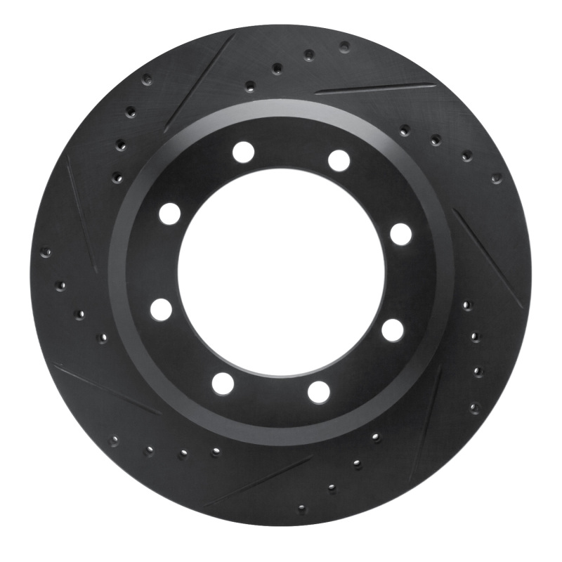 Picture of R1 05-12 Ford F-350 Super Duty 4WD Rear Left Drilled & Slotted Black Brake Rotor
