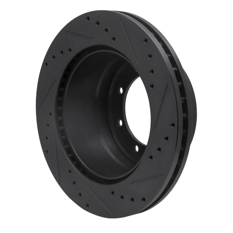 Picture of R1 05-12 Ford F-350 Super Duty 4WD Rear Left Drilled & Slotted Black Brake Rotor