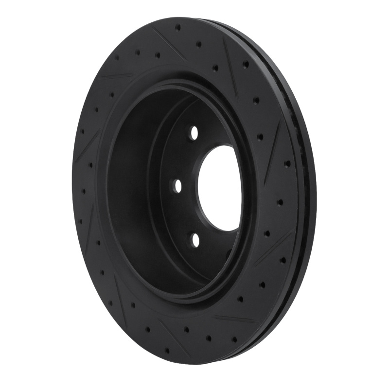 Picture of R1 12-14 Ford F-150 4WD Rear Left Drilled & Slotted Black Brake Rotor