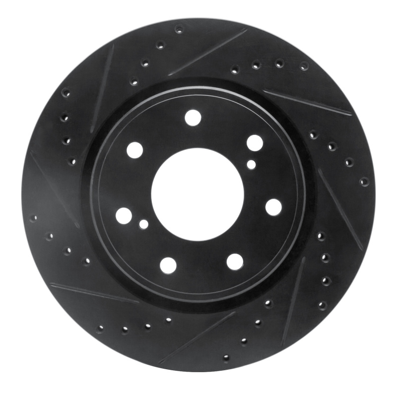Picture of R1 10-14 Ford F-150 4WD Front Left Drilled & Slotted Black Brake Rotor
