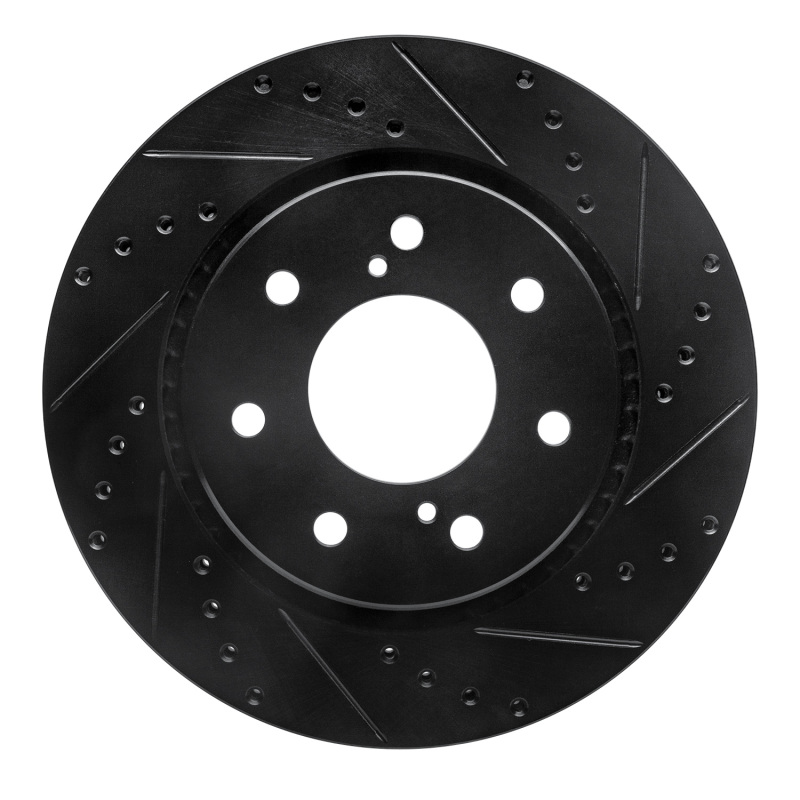 Picture of R1 10-14 Ford F-150 RWD Front Right Drilled & Slotted Black Brake Rotor