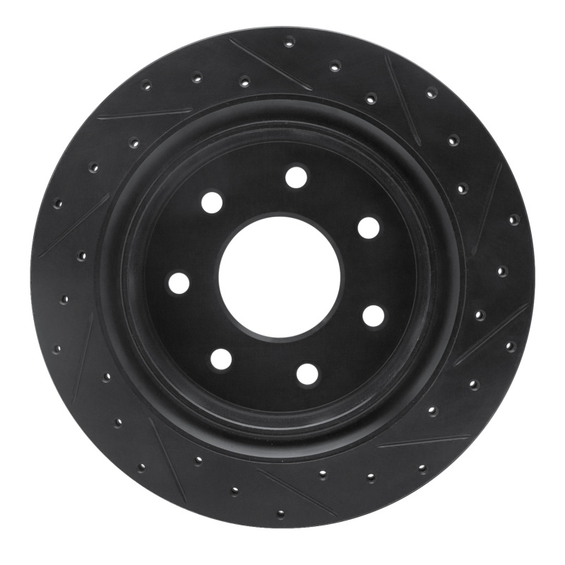 Picture of R1 12-14 Ford F-150 4WD Rear Left Drilled & Slotted Black Brake Rotor