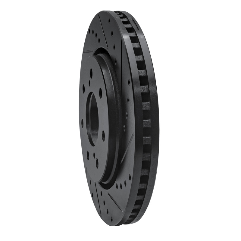 Picture of R1 10-14 Ford F-150 RWD Front Right Drilled & Slotted Black Brake Rotor