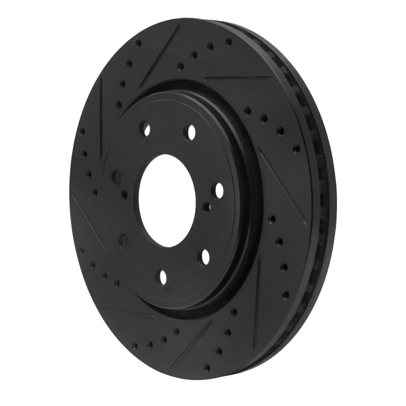 Picture of R1 10-14 Ford F-150 4WD Front Left Drilled & Slotted Black Brake Rotor