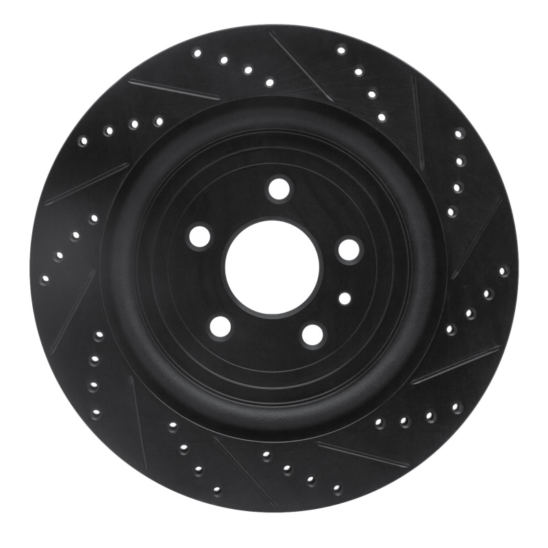 Picture of R1 13-19 Ford Police Interceptor Sedan Rear Left Drilled & Slotted Black Brake Rotor