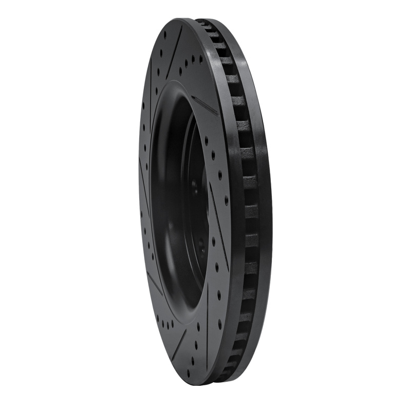 Picture of R1 10-14 Ford F-150 RWD Front Right Drilled & Slotted Black Brake Rotor