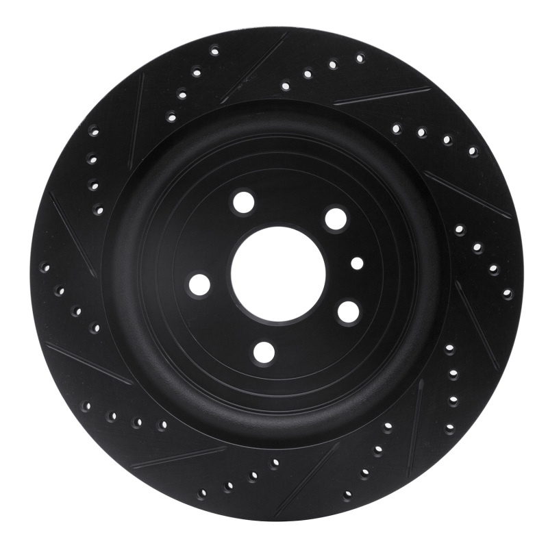 Picture of R1 13-19 Ford Flex Rear Right Drilled & Slotted Black Brake Rotor