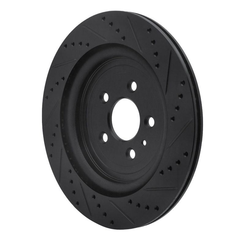 Picture of R1 13-19 Ford Police Interceptor Sedan Rear Left Drilled & Slotted Black Brake Rotor